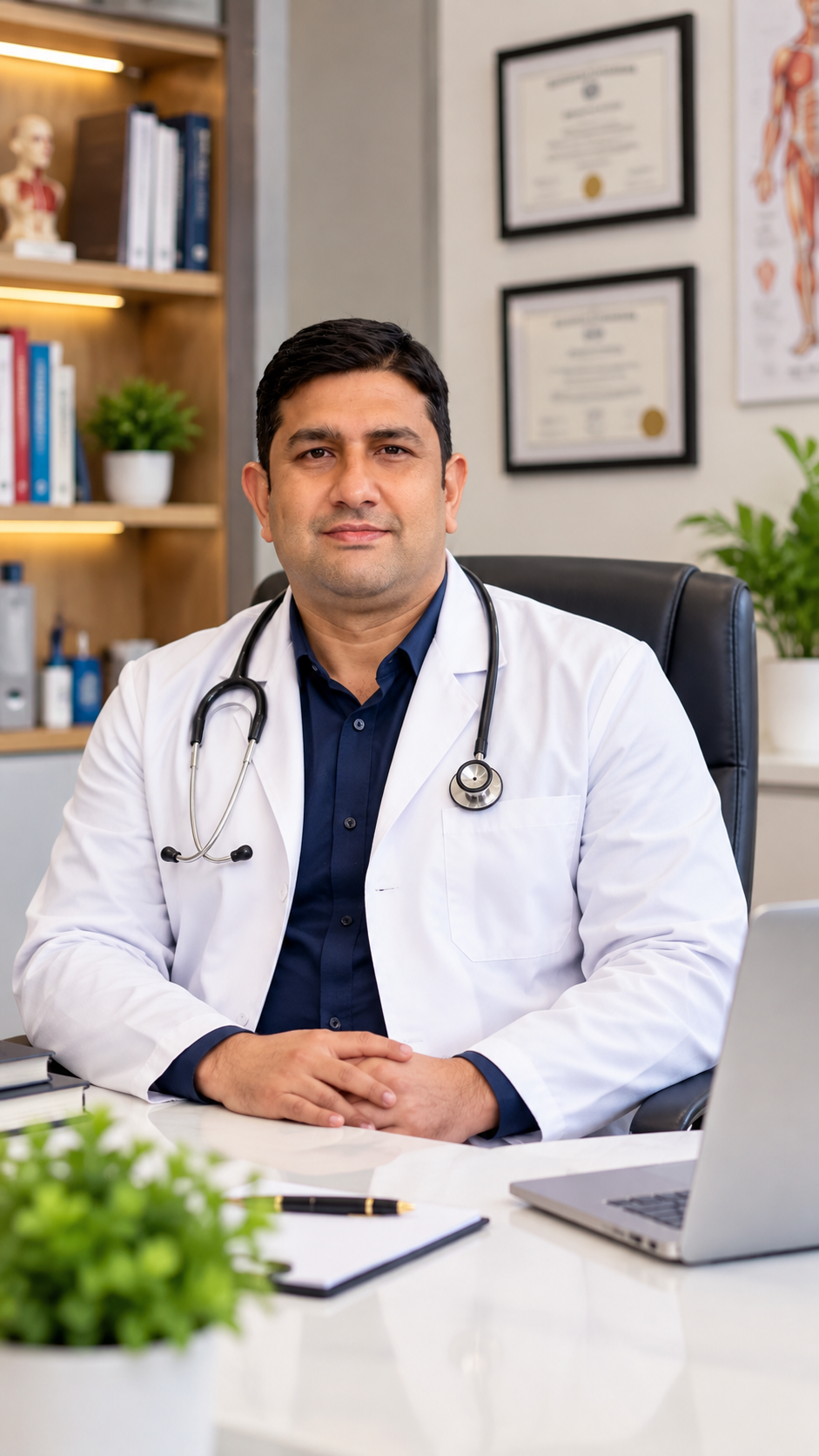 Dr. Akash Kumar Upadhyay in his physiotherapy clinic